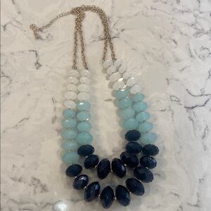 Elegant Blue and White Beaded Necklace